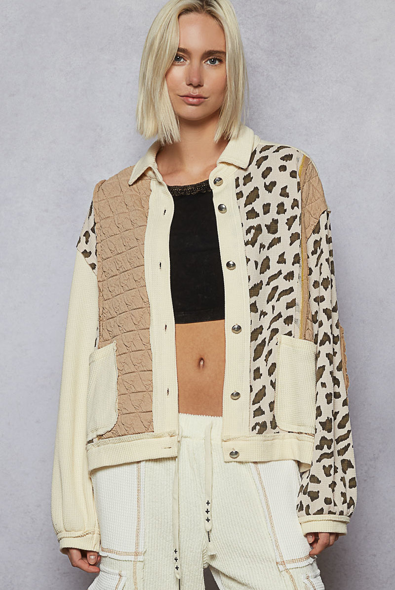 POL Floral Print Contrast Color Bloc k Quilted Jacket-Jacket-Krush Kandy, Women's Online Fashion Boutique Located in Phoenix, Arizona (Scottsdale Area)