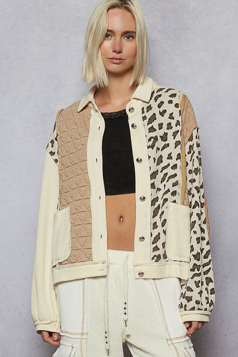 POL Floral Print Contrast Color Bloc k Quilted Jacket-Jacket-Krush Kandy, Women's Online Fashion Boutique Located in Phoenix, Arizona (Scottsdale Area)