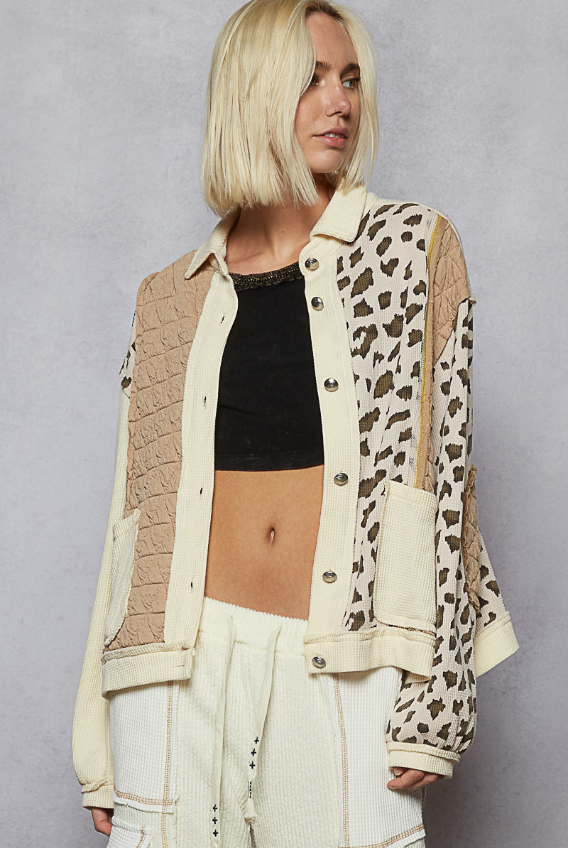 POL Floral Print Contrast Color Bloc k Quilted Jacket-Jacket-Krush Kandy, Women's Online Fashion Boutique Located in Phoenix, Arizona (Scottsdale Area)