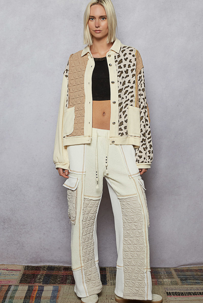 POL Floral Print Contrast Color Bloc k Quilted Jacket-Jacket-Krush Kandy, Women's Online Fashion Boutique Located in Phoenix, Arizona (Scottsdale Area)
