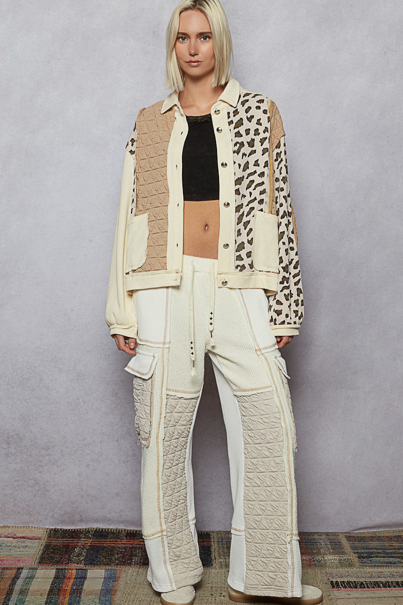 POL Floral Print Contrast Color Bloc k Quilted Jacket-Jacket-Krush Kandy, Women's Online Fashion Boutique Located in Phoenix, Arizona (Scottsdale Area)