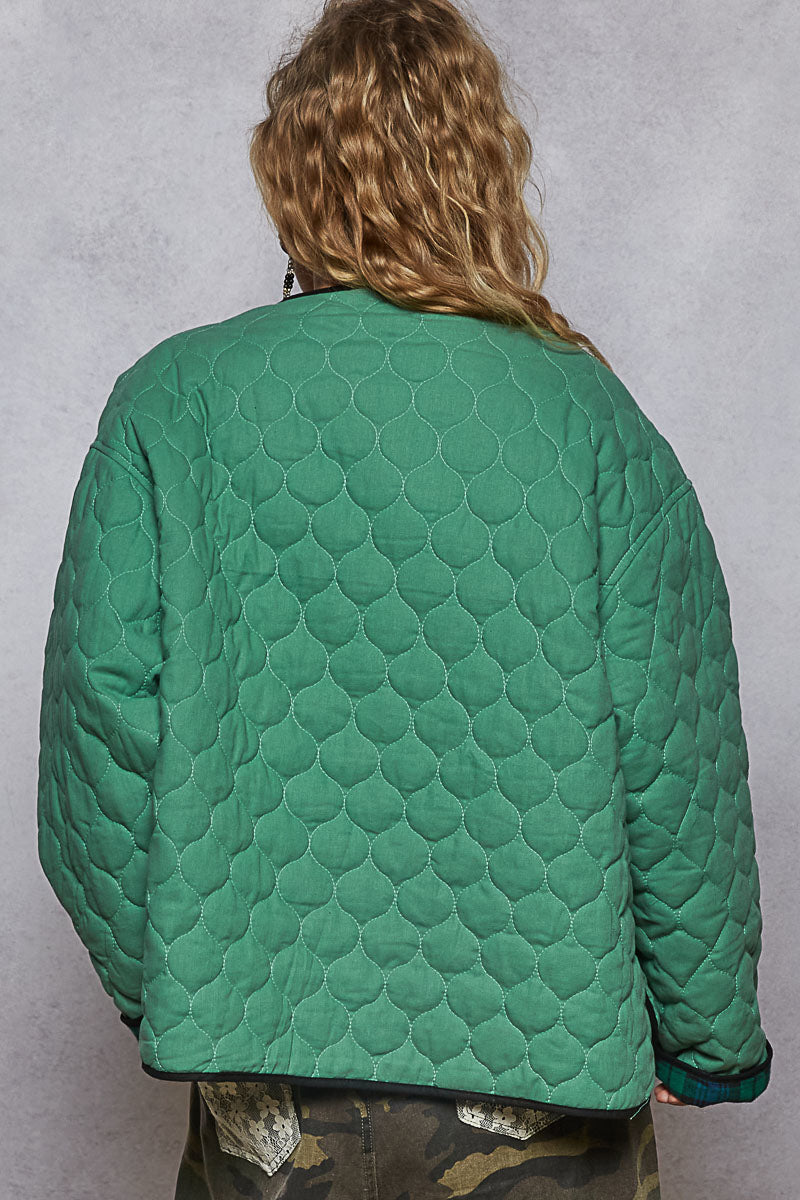 POL Reversible Quilted Plaid Jacket-Jackets-Krush Kandy, Women's Online Fashion Boutique Located in Phoenix, Arizona (Scottsdale Area)