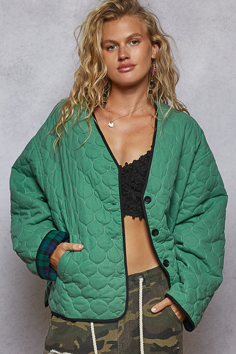 POL Reversible Quilted Plaid Jacket-Jackets-Krush Kandy, Women's Online Fashion Boutique Located in Phoenix, Arizona (Scottsdale Area)