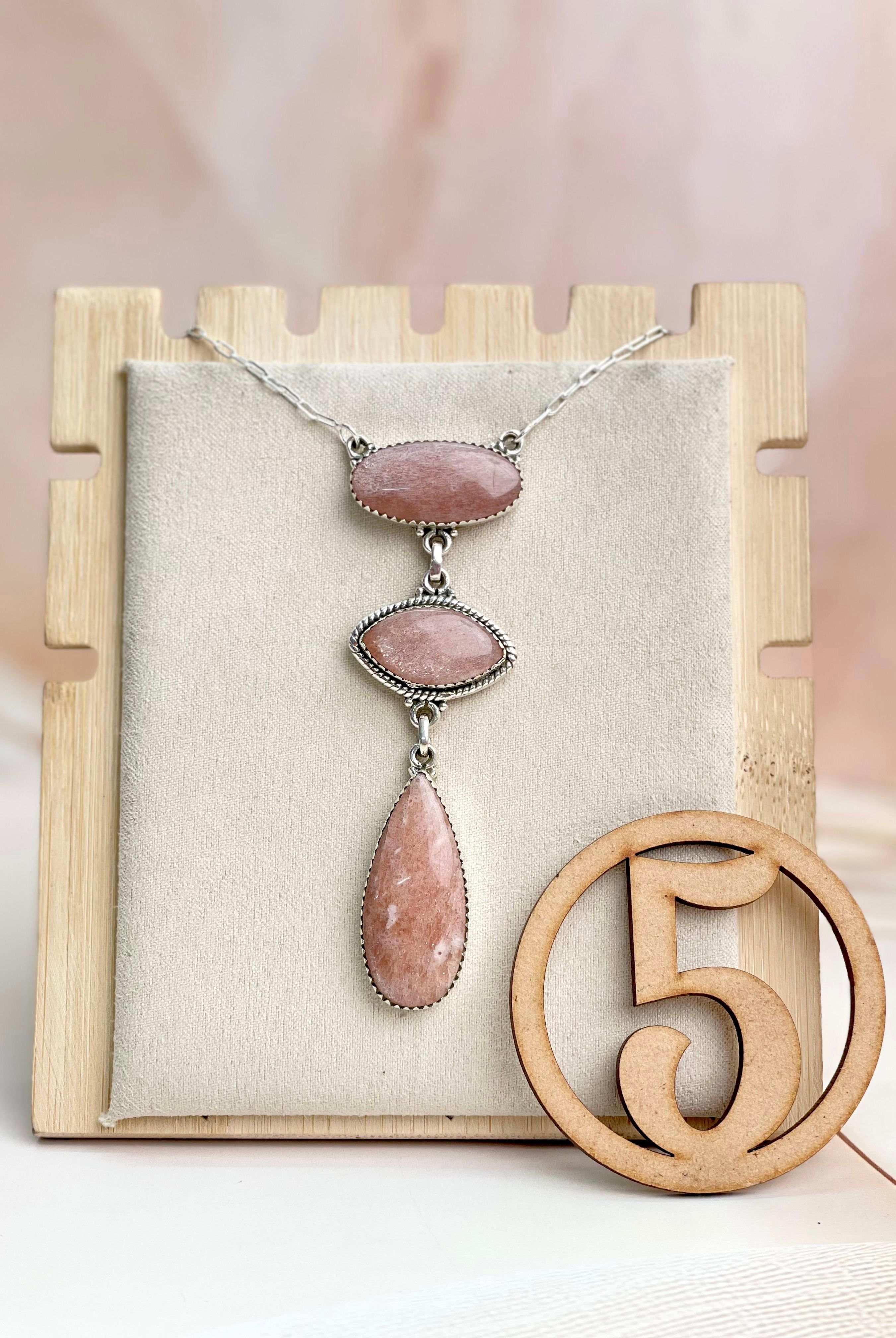 Sunstone 3 stone Necklace sno 34-Necklaces-Krush Kandy, Women's Online Fashion Boutique Located in Phoenix, Arizona (Scottsdale Area)