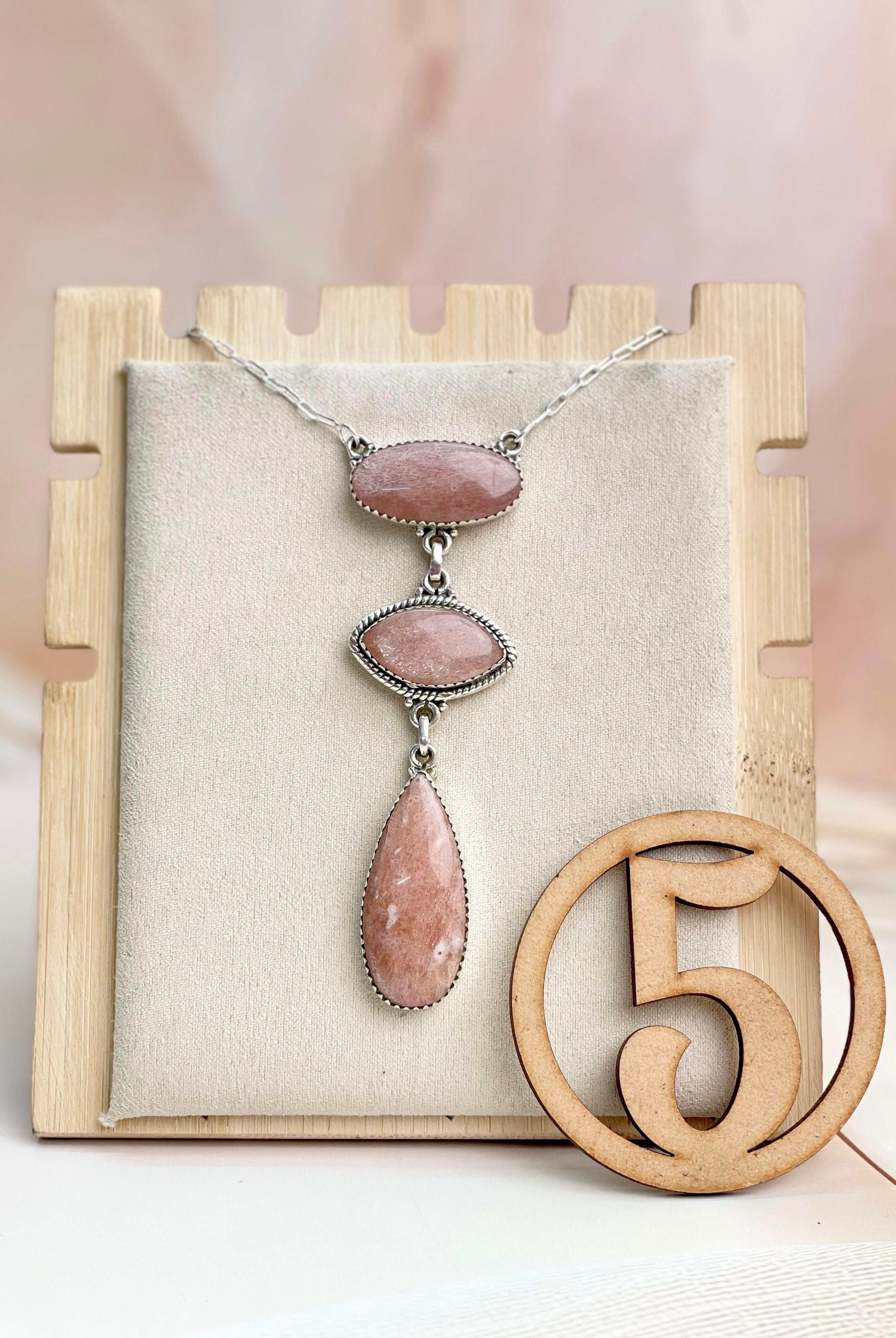 Sunstone 3 stone Necklace sno 34-Necklaces-Krush Kandy, Women's Online Fashion Boutique Located in Phoenix, Arizona (Scottsdale Area)