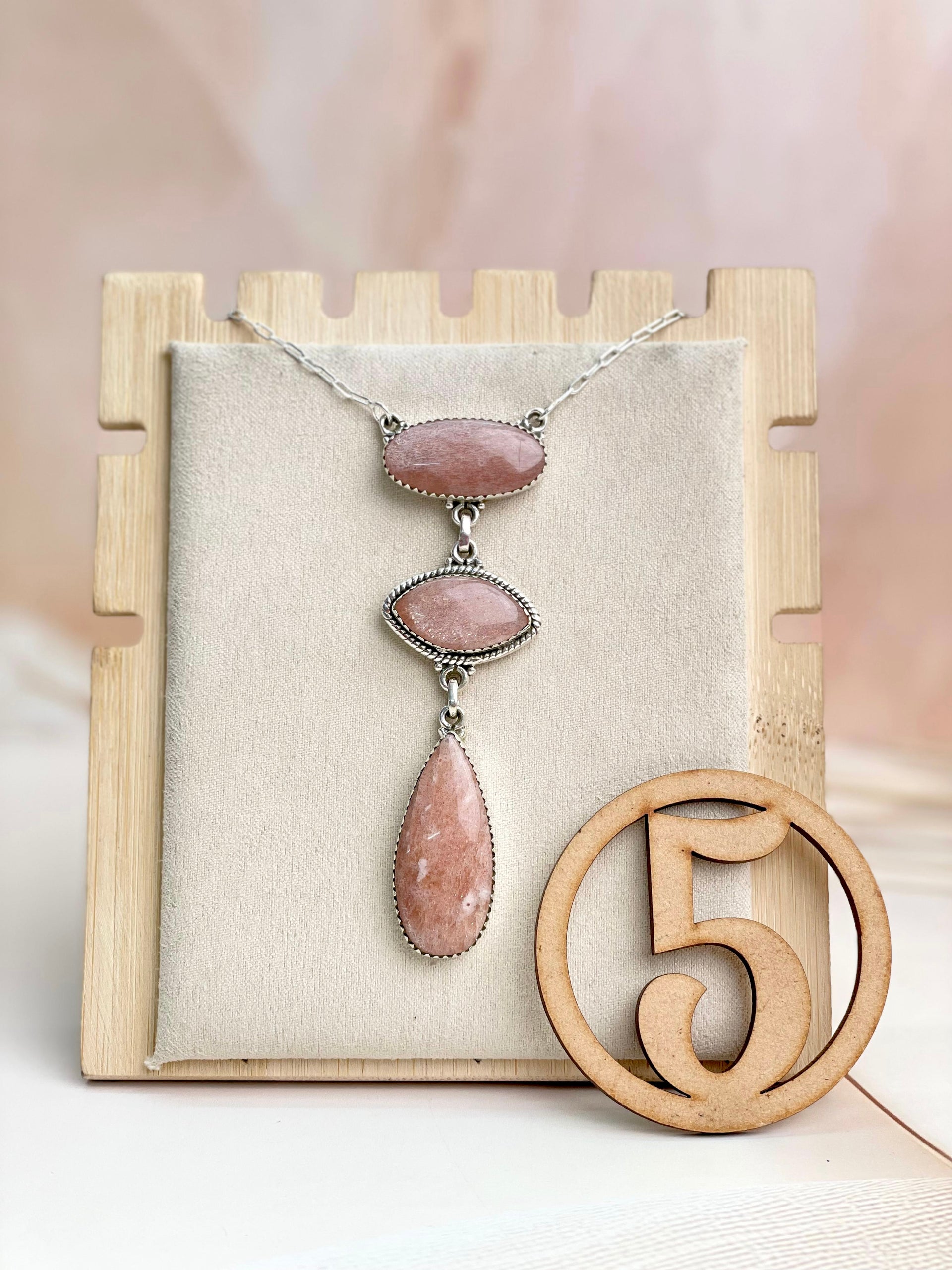 Sunstone 3 stone Necklace sno 34-Necklaces-Krush Kandy, Women's Online Fashion Boutique Located in Phoenix, Arizona (Scottsdale Area)