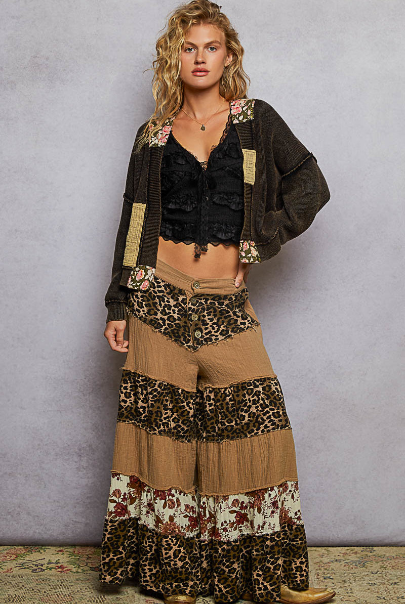 POL Patchwork Neckband Textured Knit Cardigan-Cardigans-Krush Kandy, Women's Online Fashion Boutique Located in Phoenix, Arizona (Scottsdale Area)