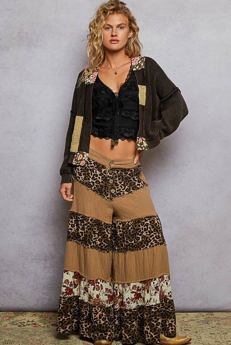 POL Patchwork Neckband Textured Knit Cardigan-Cardigans-Krush Kandy, Women's Online Fashion Boutique Located in Phoenix, Arizona (Scottsdale Area)