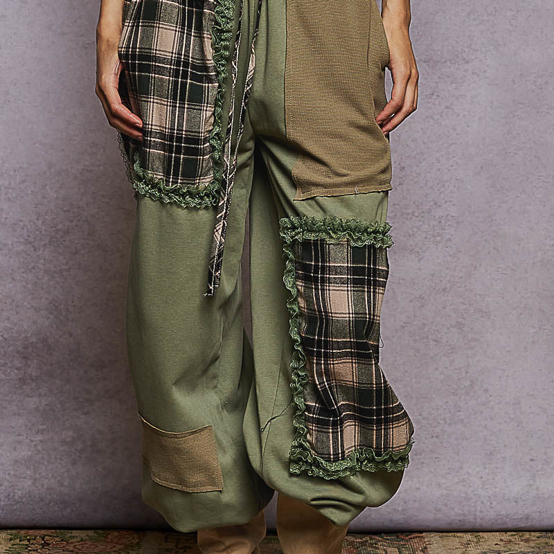 POL Plaid Contrast French Terry Jogger Pants-pants-Krush Kandy, Women's Online Fashion Boutique Located in Phoenix, Arizona (Scottsdale Area)