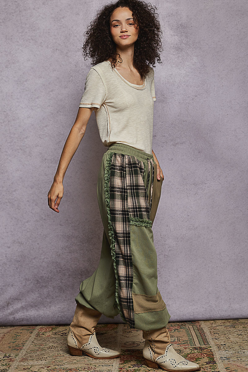 POL Plaid Contrast French Terry Jogger Pants-pants-Krush Kandy, Women's Online Fashion Boutique Located in Phoenix, Arizona (Scottsdale Area)