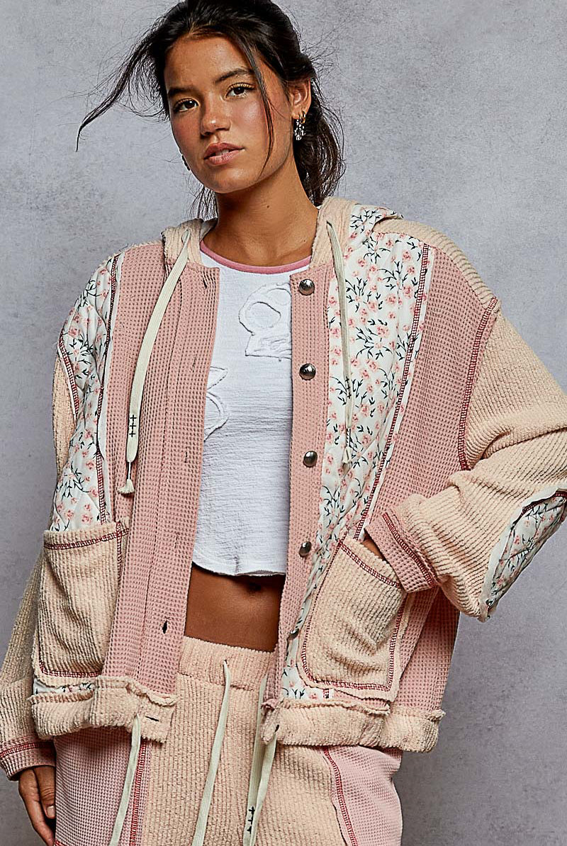 POL Floral Patchwork Thermal Jacket-Jacket-Krush Kandy, Women's Online Fashion Boutique Located in Phoenix, Arizona (Scottsdale Area)