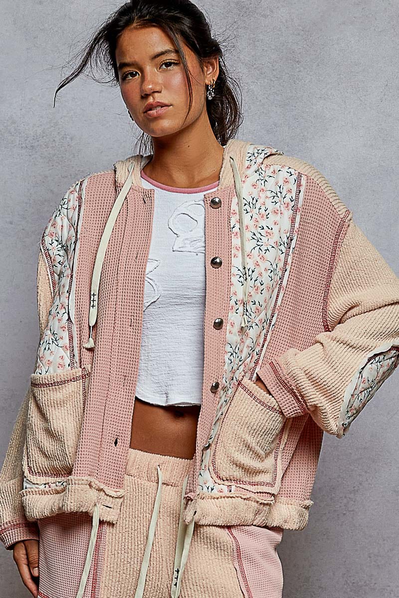 POL Floral Patchwork Thermal Jacket-Jacket-Krush Kandy, Women's Online Fashion Boutique Located in Phoenix, Arizona (Scottsdale Area)