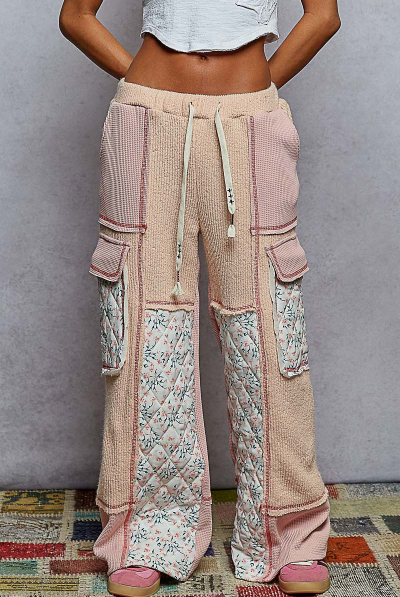 POL Quilted Floral Patch Pants-Pants-Krush Kandy, Women's Online Fashion Boutique Located in Phoenix, Arizona (Scottsdale Area)