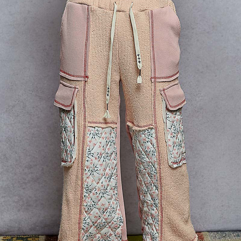 POL Quilted Floral Patch Pants-Pants-Krush Kandy, Women's Online Fashion Boutique Located in Phoenix, Arizona (Scottsdale Area)
