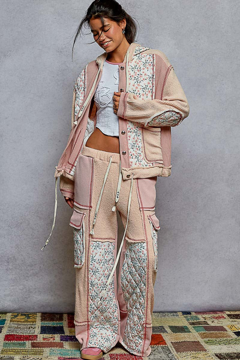 POL Quilted Floral Patch Pants-Pants-Krush Kandy, Women's Online Fashion Boutique Located in Phoenix, Arizona (Scottsdale Area)