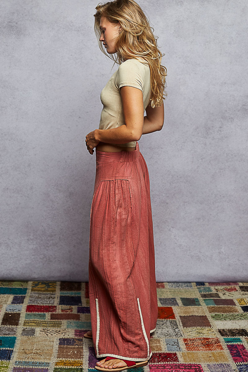 POL Gauze Wide-Leg Trim Pants-Pants-Krush Kandy, Women's Online Fashion Boutique Located in Phoenix, Arizona (Scottsdale Area)