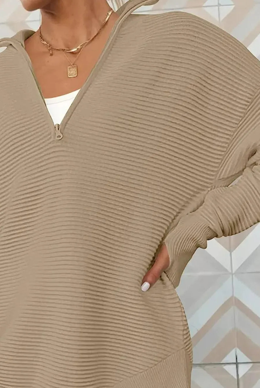 Half Zip Long Sleeve Knit Top-Sweaters-Krush Kandy, Women's Online Fashion Boutique Located in Phoenix, Arizona (Scottsdale Area)