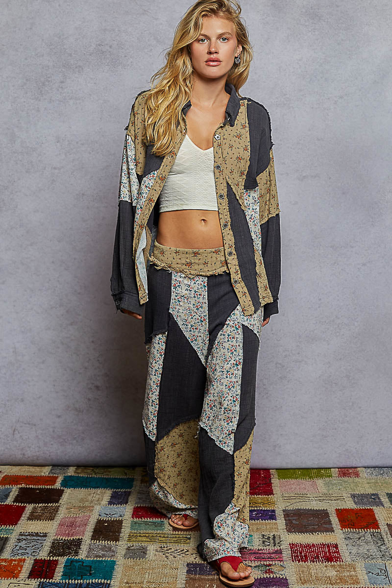 POL Boho Patchwork Wide-Leg Cotton Pants-Pants-Krush Kandy, Women's Online Fashion Boutique Located in Phoenix, Arizona (Scottsdale Area)