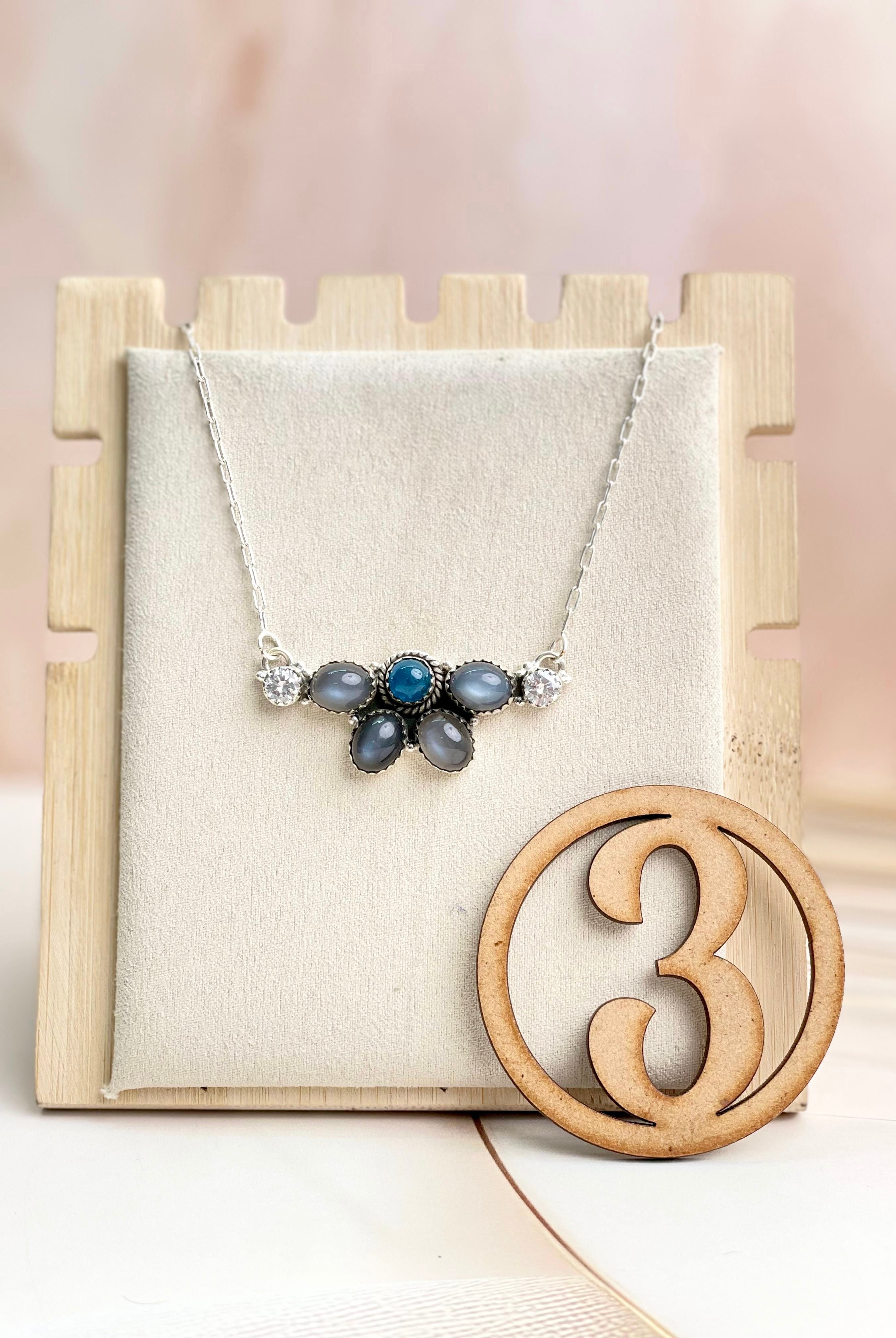 Grey Moonstone & Blue Apatite Necklace Sno 13-Necklaces-Krush Kandy, Women's Online Fashion Boutique Located in Phoenix, Arizona (Scottsdale Area)