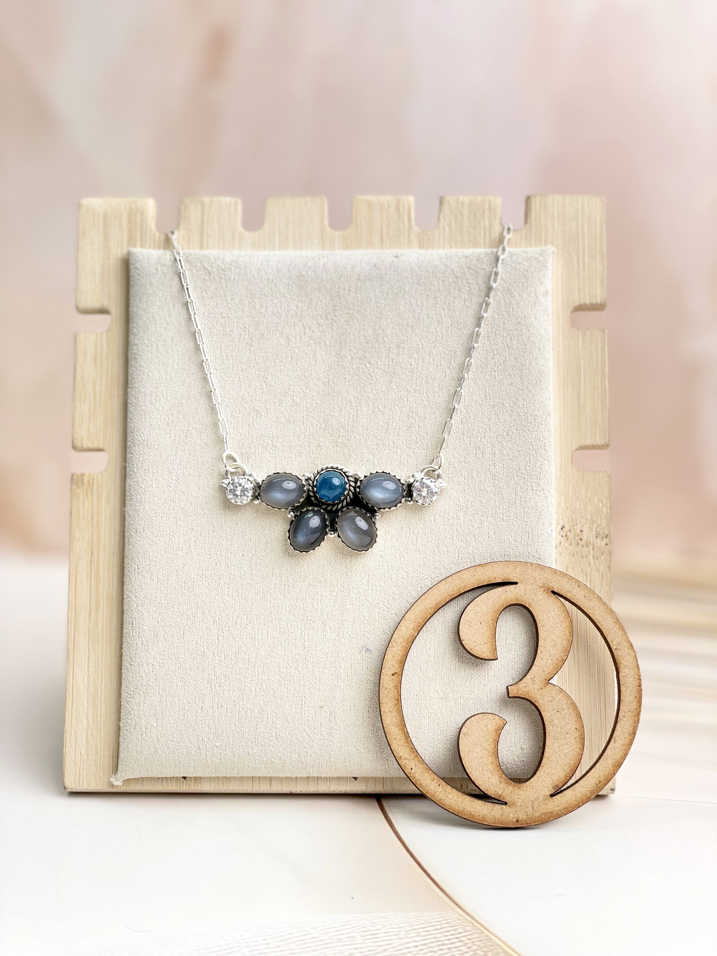 Grey Moonstone & Blue Apatite Necklace Sno 13-Necklaces-Krush Kandy, Women's Online Fashion Boutique Located in Phoenix, Arizona (Scottsdale Area)