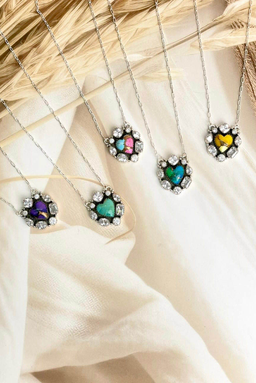 Blinging Heart Necklace sno 31-Necklaces-Krush Kandy, Women's Online Fashion Boutique Located in Phoenix, Arizona (Scottsdale Area)