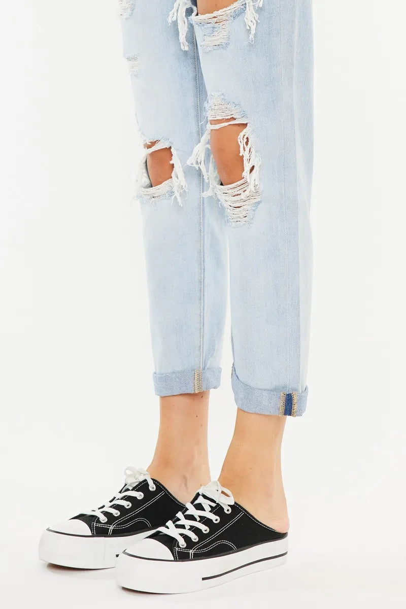 Kancan Open Pack Paperbag Mom Jeans-Denim-Krush Kandy, Women's Online Fashion Boutique Located in Phoenix, Arizona (Scottsdale Area)