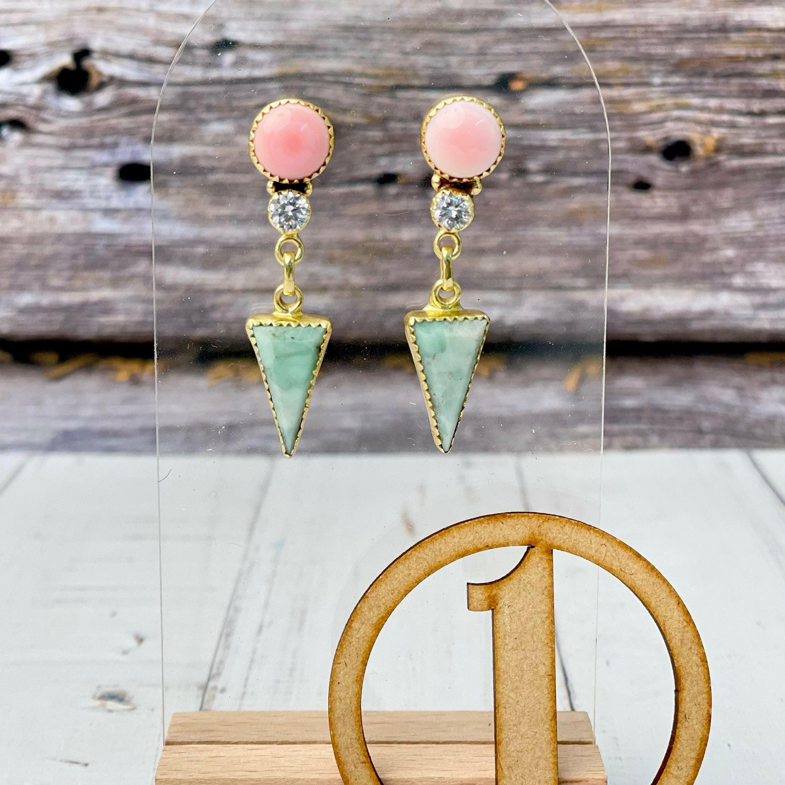 Pink Conch Desert Peaks Stone Earrings-Earrings-Krush Kandy, Women's Online Fashion Boutique Located in Phoenix, Arizona (Scottsdale Area)