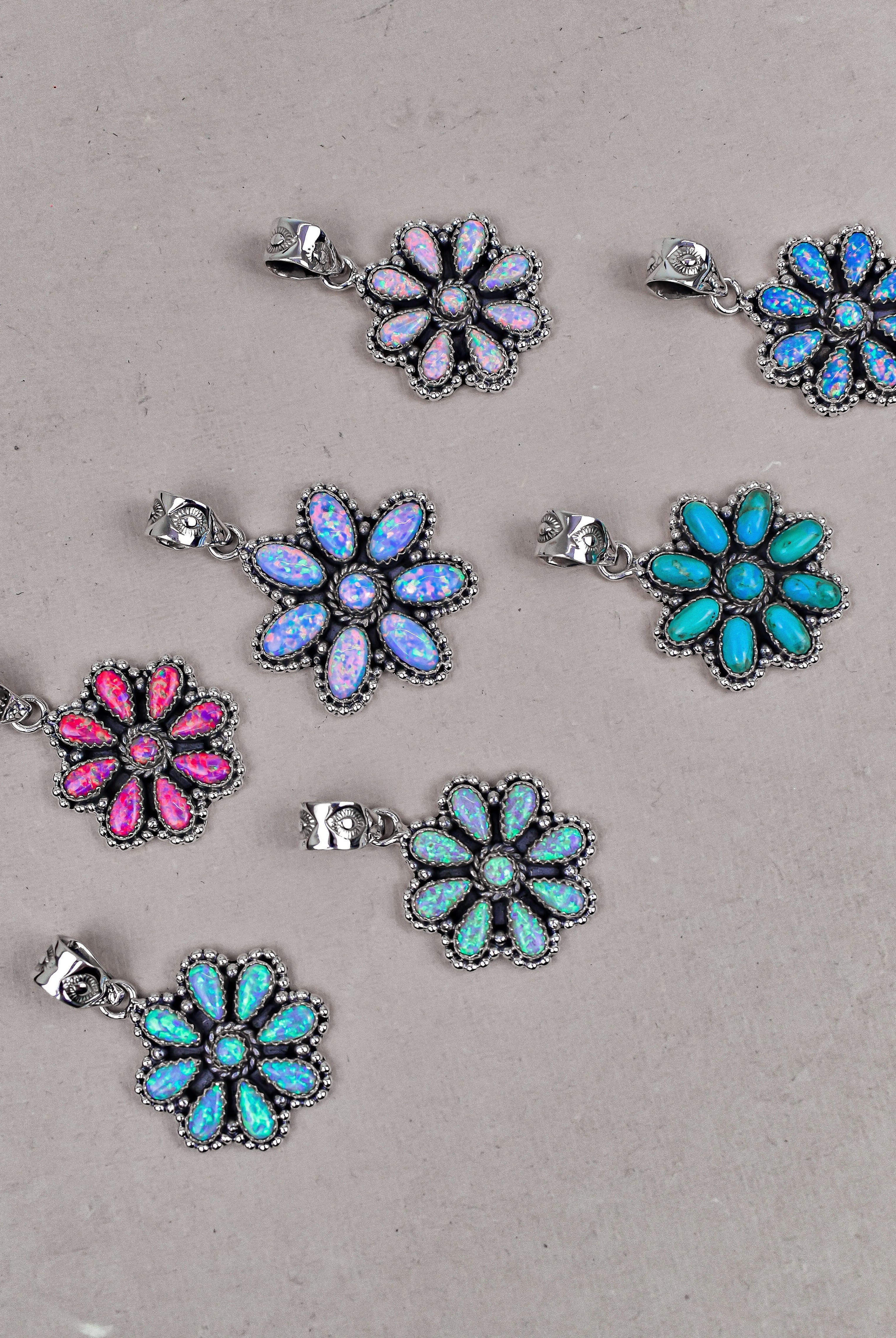 Silver Blossom Gem Pendant-Pendant Necklaces-Krush Kandy, Women's Online Fashion Boutique Located in Phoenix, Arizona (Scottsdale Area)