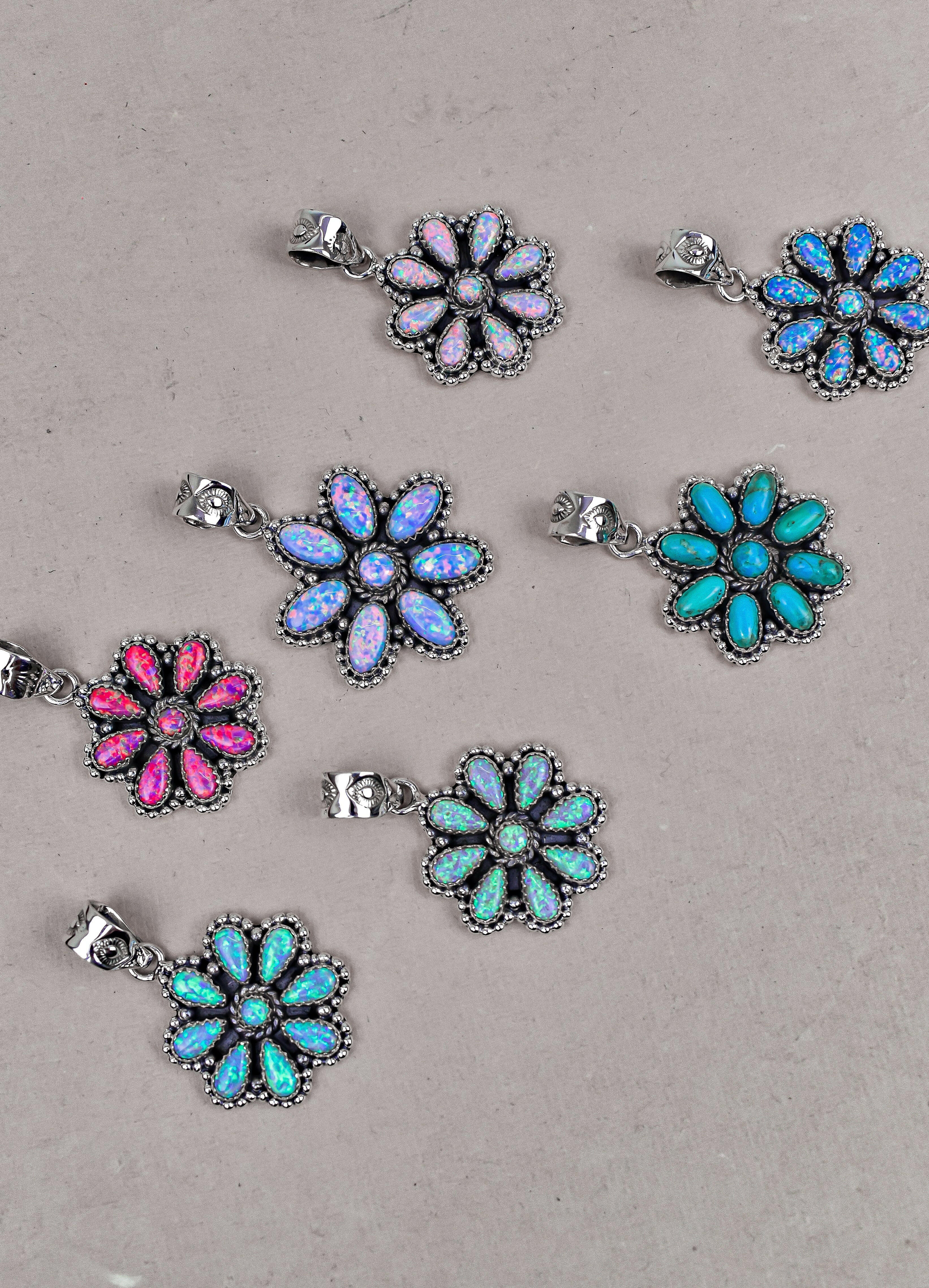 Silver Blossom Gem Pendant-Pendant Necklaces-Krush Kandy, Women's Online Fashion Boutique Located in Phoenix, Arizona (Scottsdale Area)