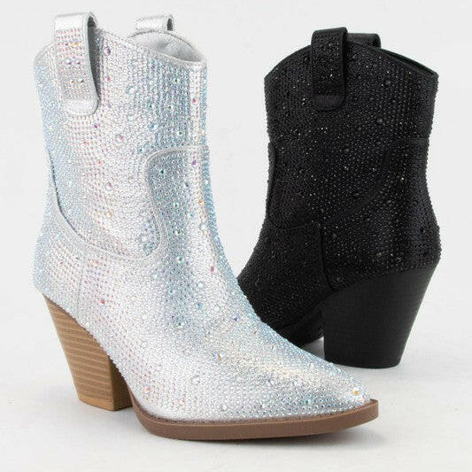 Rhinestone Rodeo Stacked Heel Cowboy Boots-Boots-Krush Kandy, Women's Online Fashion Boutique Located in Phoenix, Arizona (Scottsdale Area)
