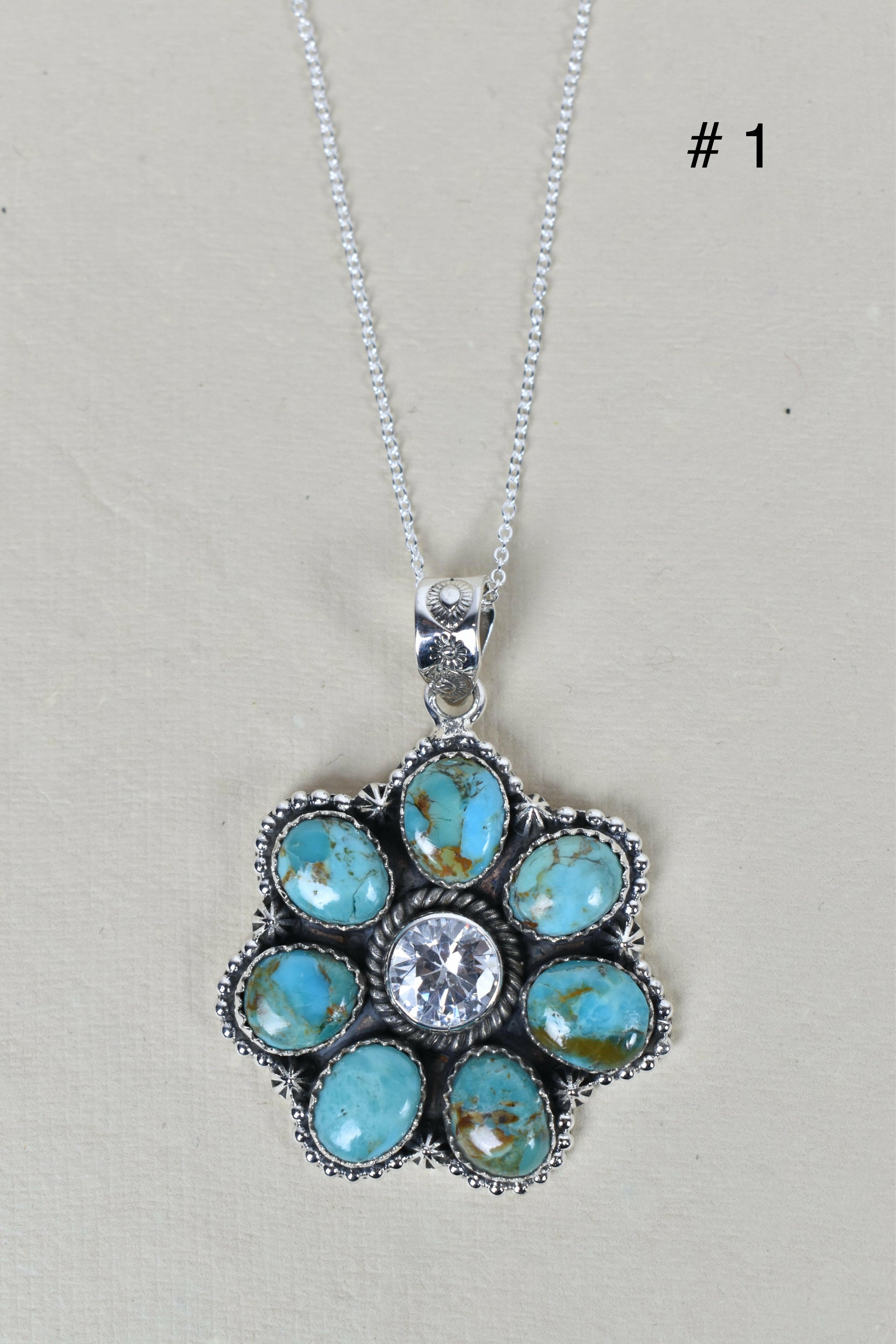 Sterling Silver Crystal and Gemstone Daisy Necklace-Gemstone Bracelets-Krush Kandy, Women's Online Fashion Boutique Located in Phoenix, Arizona (Scottsdale Area)