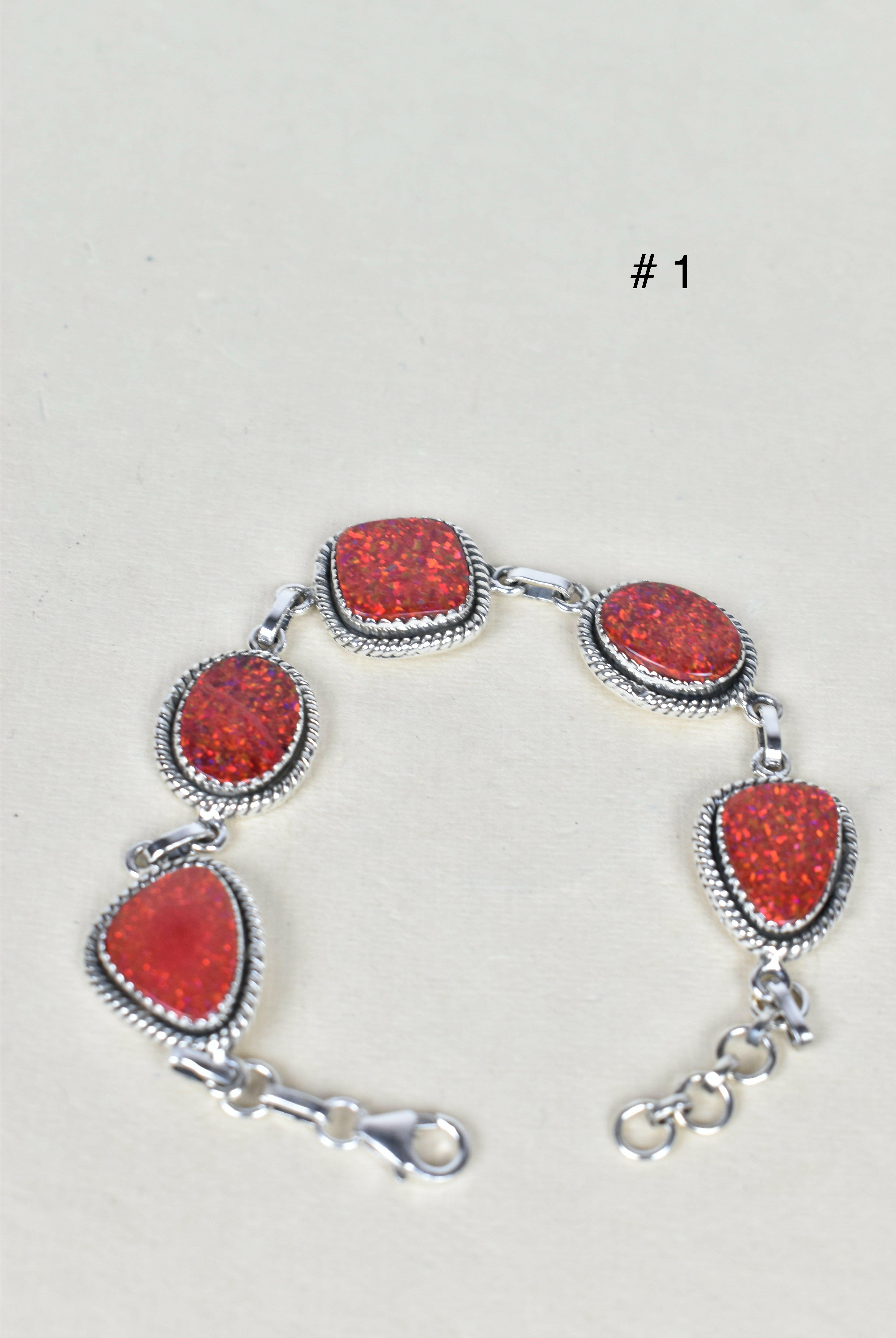 ONE OF A KIND STERLING SILVER 5 STONE BRACELET-Gemstone Bracelets-Krush Kandy, Women's Online Fashion Boutique Located in Phoenix, Arizona (Scottsdale Area)