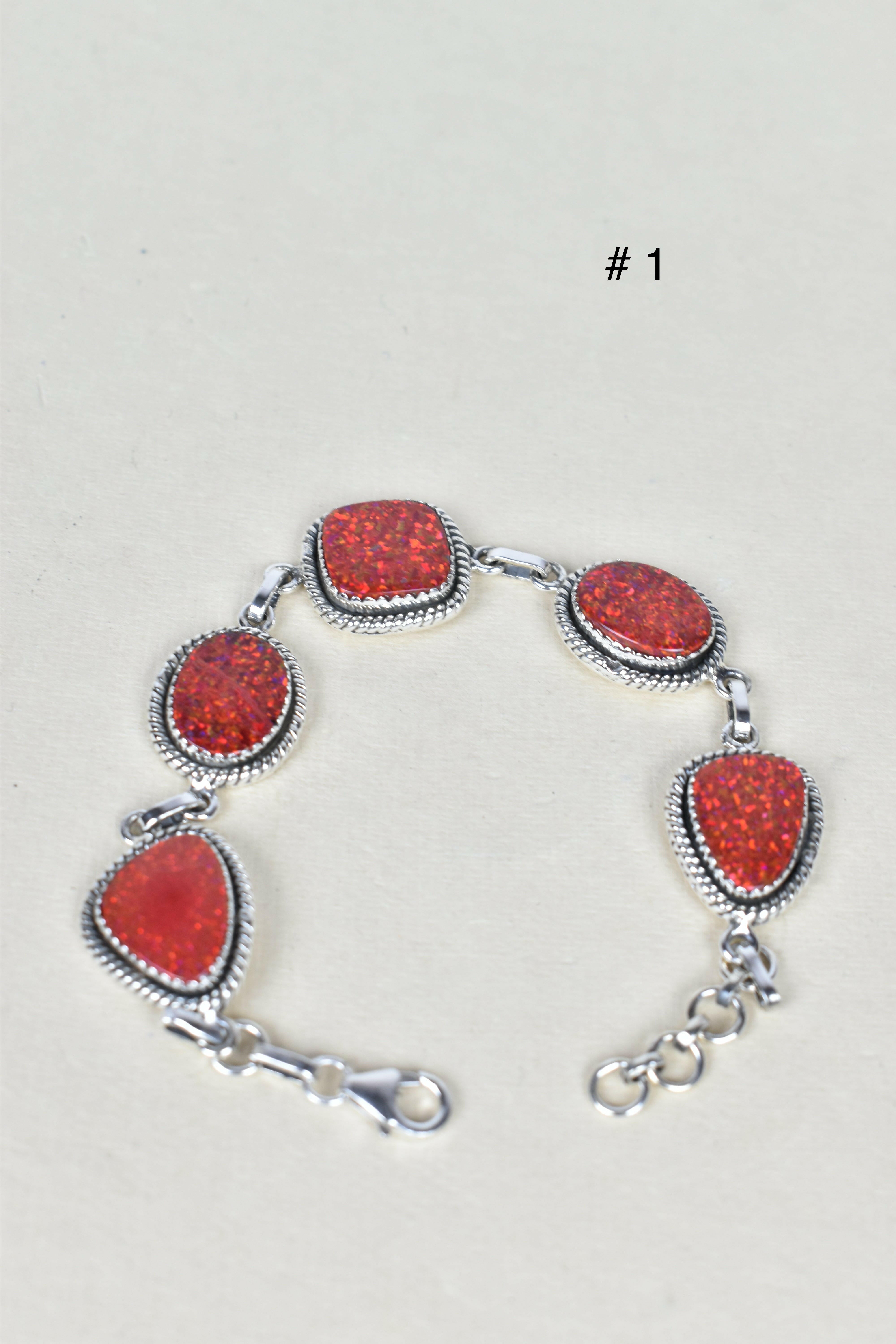 ONE OF A KIND STERLING SILVER 5 STONE BRACELET-Gemstone Bracelets-Krush Kandy, Women's Online Fashion Boutique Located in Phoenix, Arizona (Scottsdale Area)