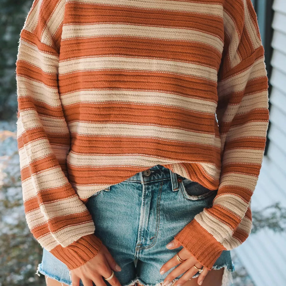 Striped Oversized Dropped Shoulder Sweater-Sweater-Krush Kandy, Women's Online Fashion Boutique Located in Phoenix, Arizona (Scottsdale Area)