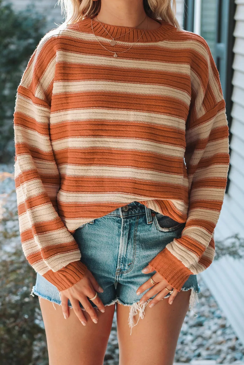 Striped Oversized Dropped Shoulder Sweater-Sweater-Krush Kandy, Women's Online Fashion Boutique Located in Phoenix, Arizona (Scottsdale Area)