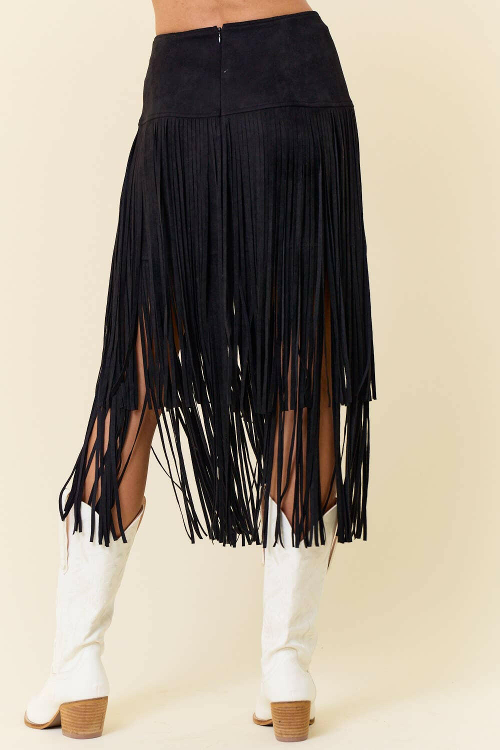 Western Tiered Faux Suede Fringe Midi Skirt-Skirts-Krush Kandy, Women's Online Fashion Boutique Located in Phoenix, Arizona (Scottsdale Area)