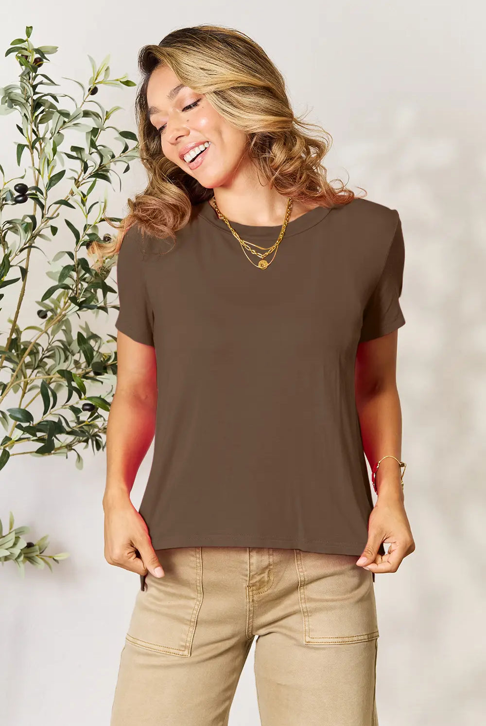 Basic Bae Full Size Round Neck Short Sleeve T-Shirt-Tops-Krush Kandy, Women's Online Fashion Boutique Located in Phoenix, Arizona (Scottsdale Area)