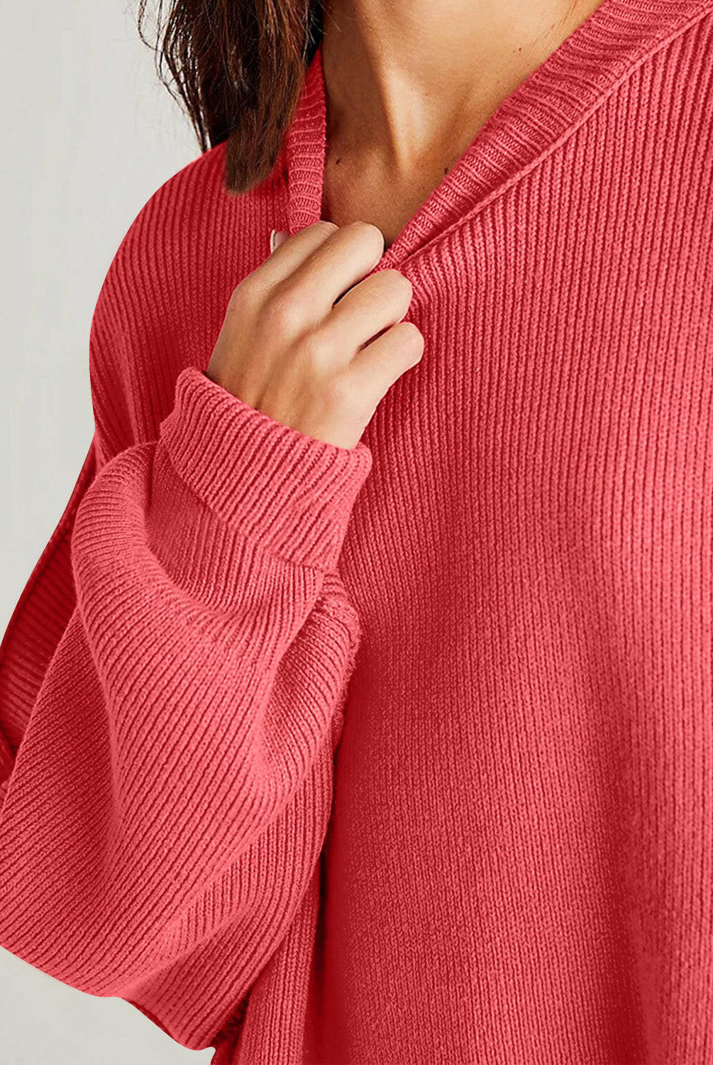 Double Take Side Slit Round Neck Long Sleeve Sweater-Sweaters-Krush Kandy, Women's Online Fashion Boutique Located in Phoenix, Arizona (Scottsdale Area)