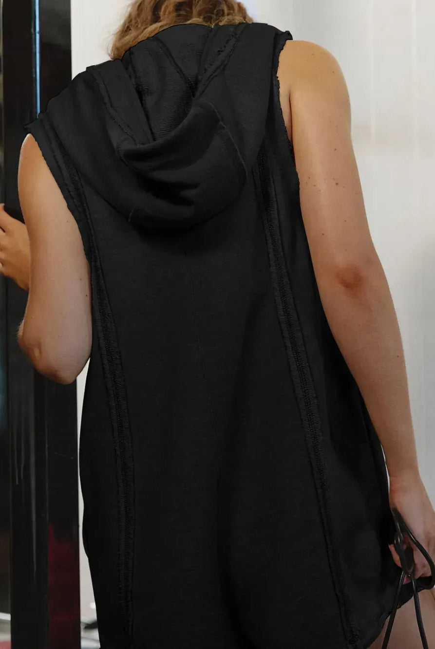 Half Zipped Hooded Sleeveless Romper-Krush Kandy, Women's Online Fashion Boutique Located in Phoenix, Arizona (Scottsdale Area)