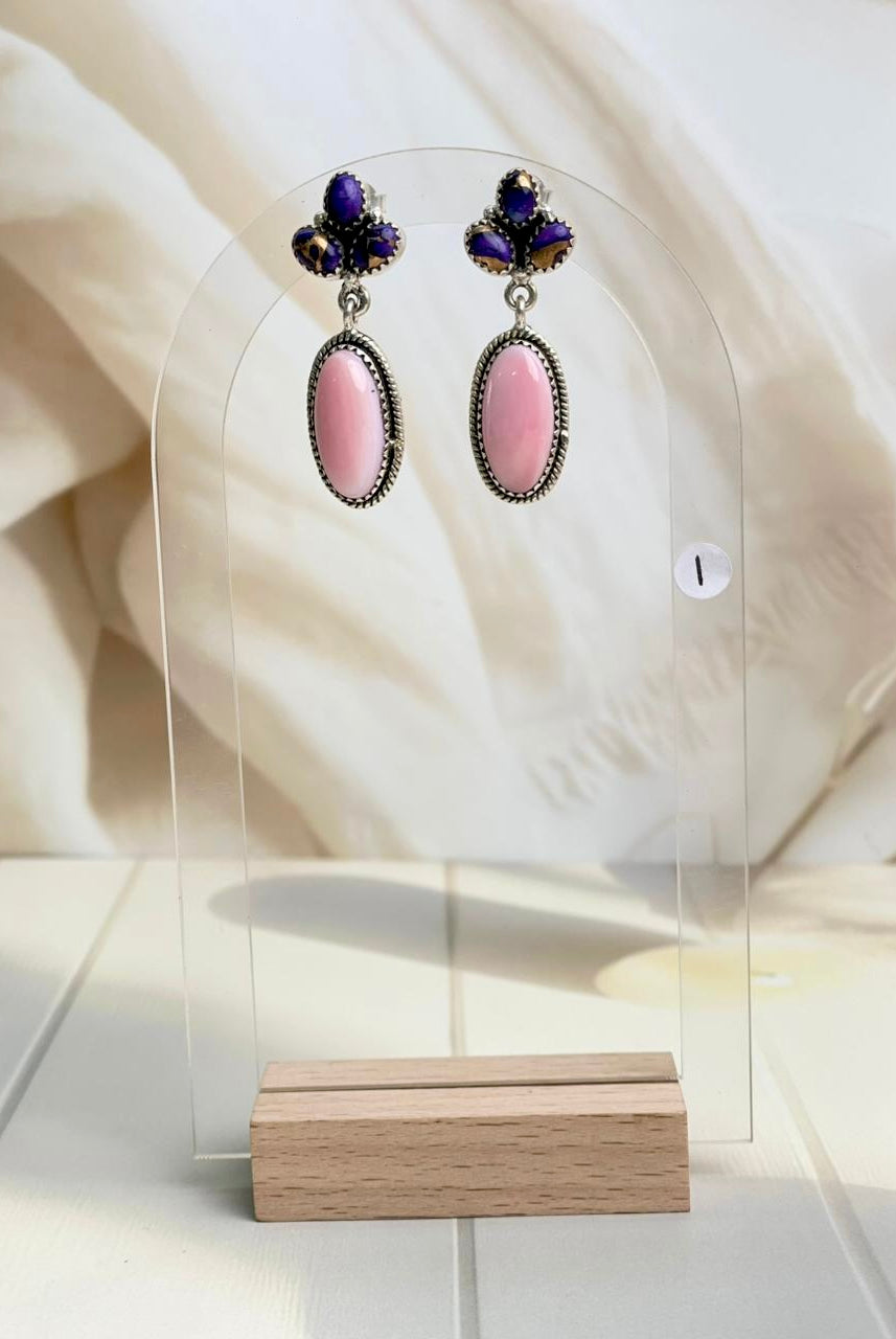Pink Conch & Berry Dahlia Earrings-Earrings-Krush Kandy, Women's Online Fashion Boutique Located in Phoenix, Arizona (Scottsdale Area)