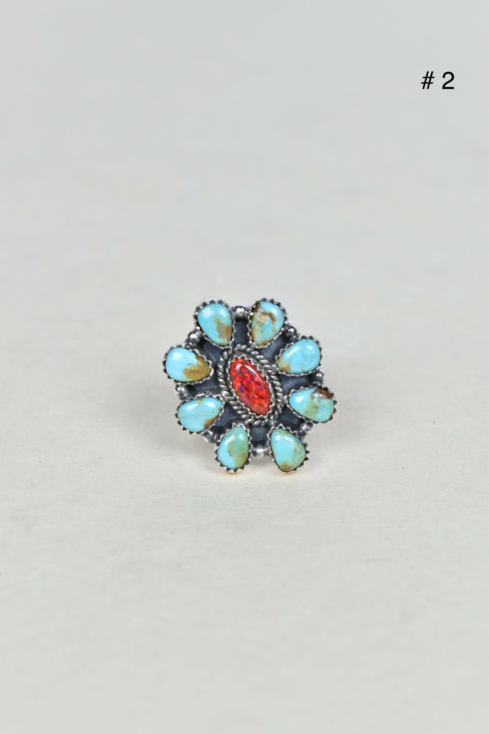 Turquoise Halo Delight Ring-Cluster Rings-Krush Kandy, Women's Online Fashion Boutique Located in Phoenix, Arizona (Scottsdale Area)