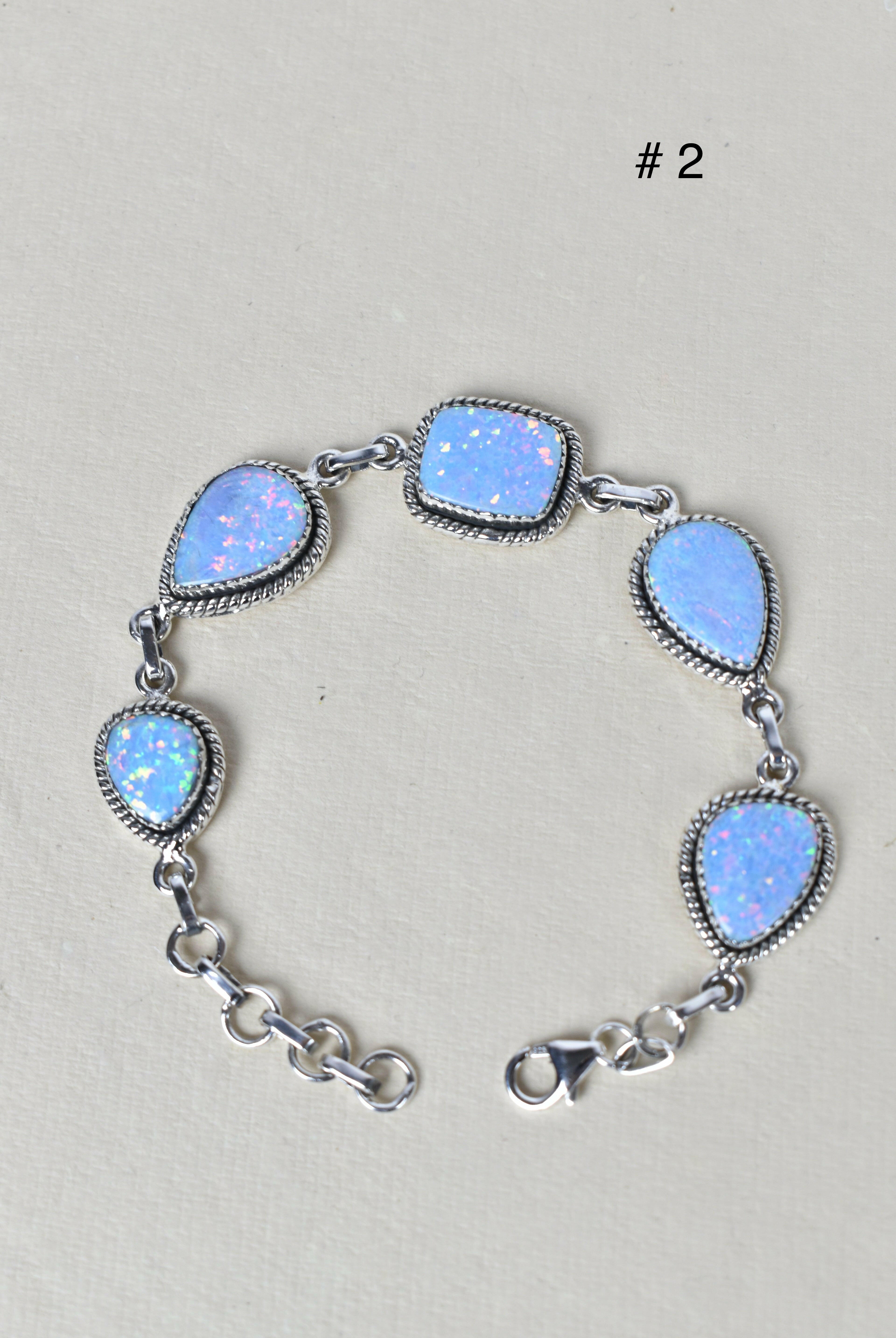 ONE OF A KIND STERLING SILVER 5 STONE BRACELET-Gemstone Bracelets-Krush Kandy, Women's Online Fashion Boutique Located in Phoenix, Arizona (Scottsdale Area)