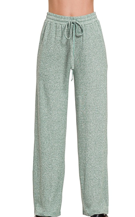 Cloud 9 Soft Melange Hacci Wide Leg Pants-Short Sleeve Tops-Krush Kandy, Women's Online Fashion Boutique Located in Phoenix, Arizona (Scottsdale Area)