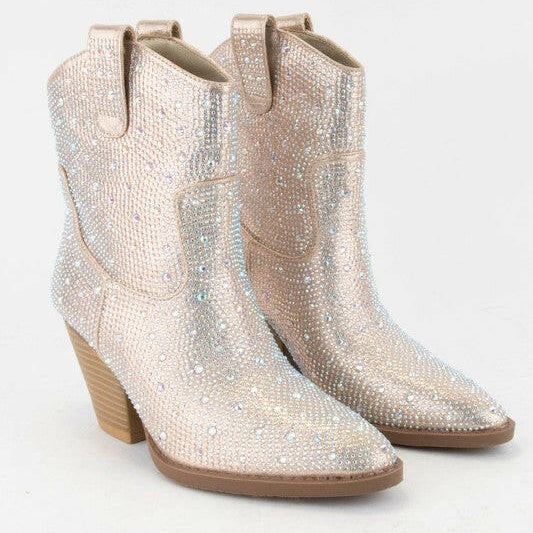 Rhinestone Rodeo Stacked Heel Cowboy Boots-Boots-Krush Kandy, Women's Online Fashion Boutique Located in Phoenix, Arizona (Scottsdale Area)