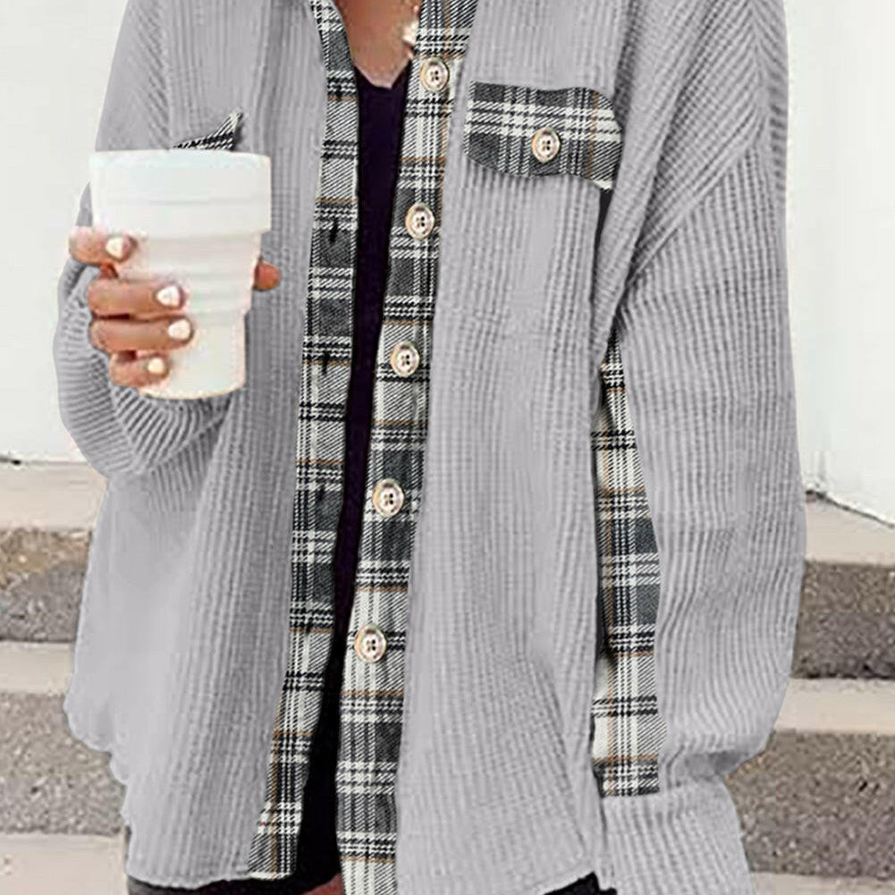 Plaid Button Down Collared Jacket-Krush Kandy, Women's Online Fashion Boutique Located in Phoenix, Arizona (Scottsdale Area)