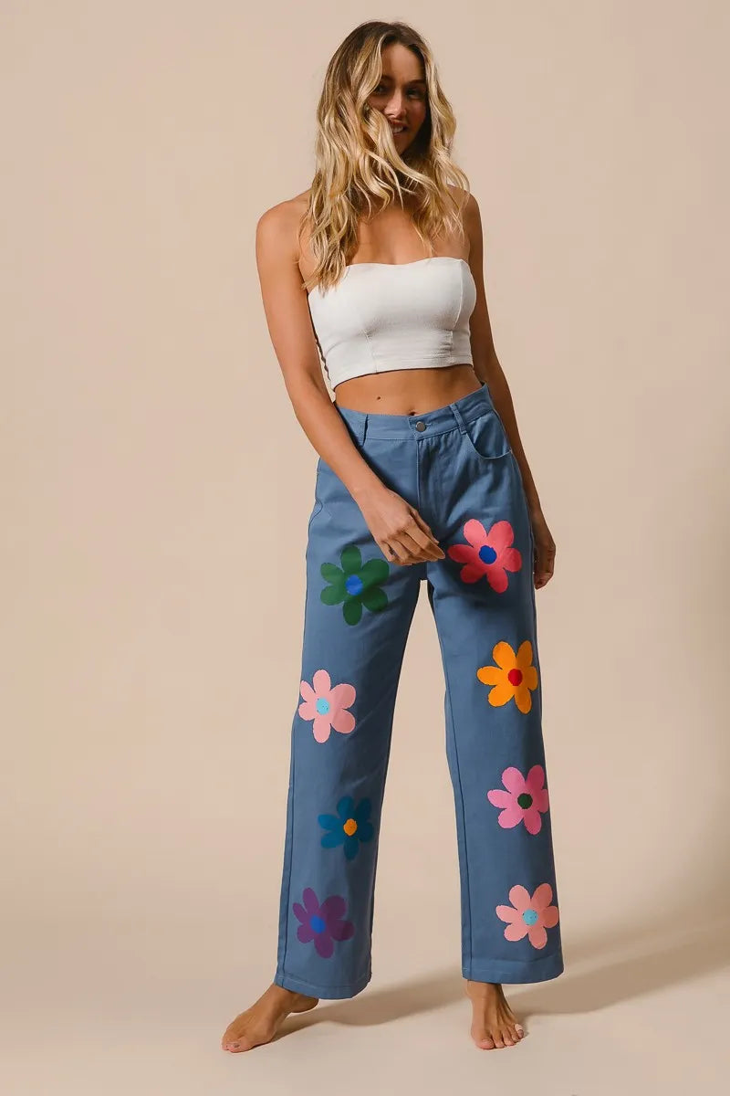 BiBi Floral Print Straight Leg Pants-PANTS-Krush Kandy, Women's Online Fashion Boutique Located in Phoenix, Arizona (Scottsdale Area)