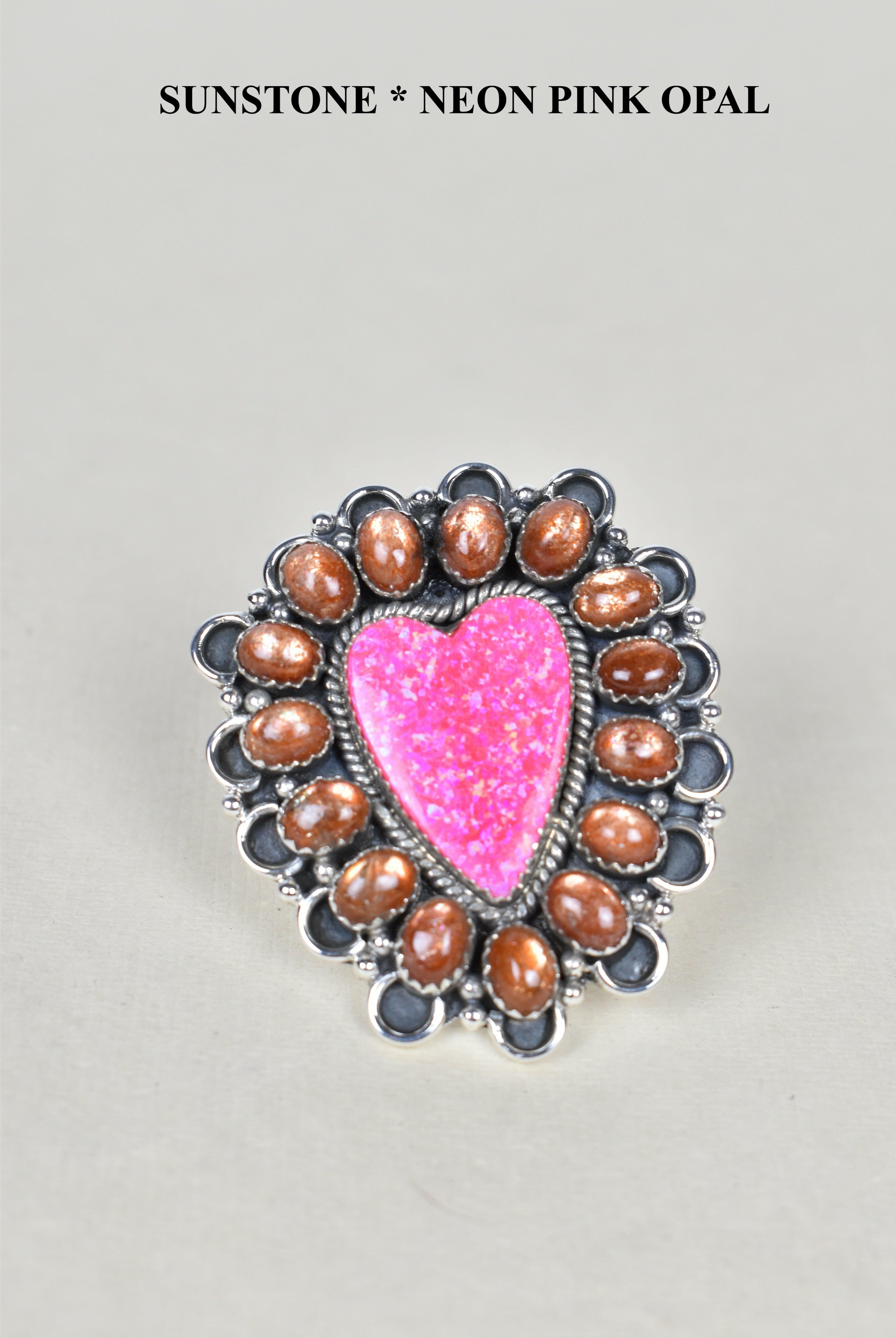 Heart Cluster Sterling Silver & Opal Rings-Cluster Rings-Krush Kandy, Women's Online Fashion Boutique Located in Phoenix, Arizona (Scottsdale Area)