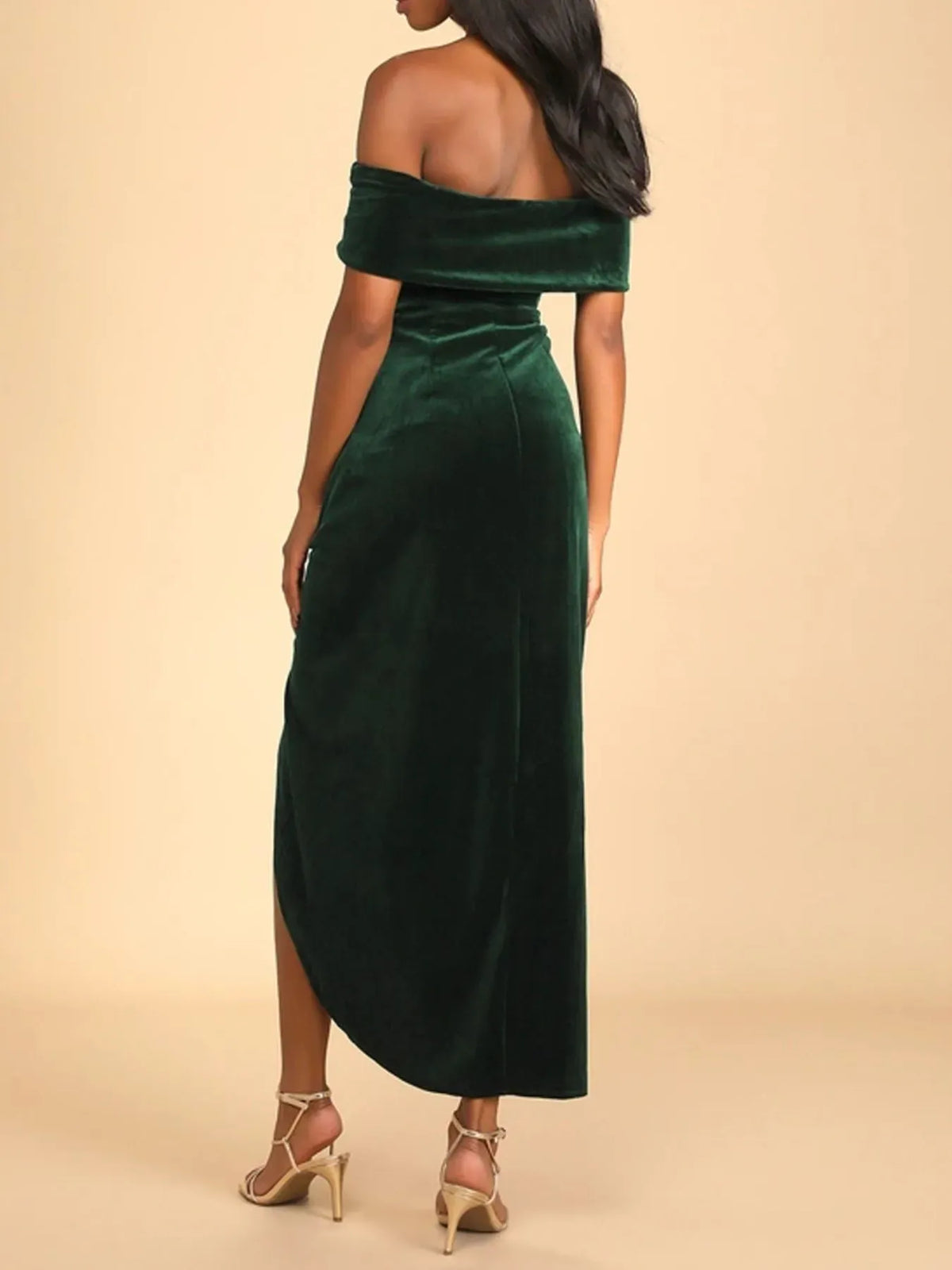 Off-Shoulder Wrap Dress with Side Slit-Dresses-Krush Kandy, Women's Online Fashion Boutique Located in Phoenix, Arizona (Scottsdale Area)