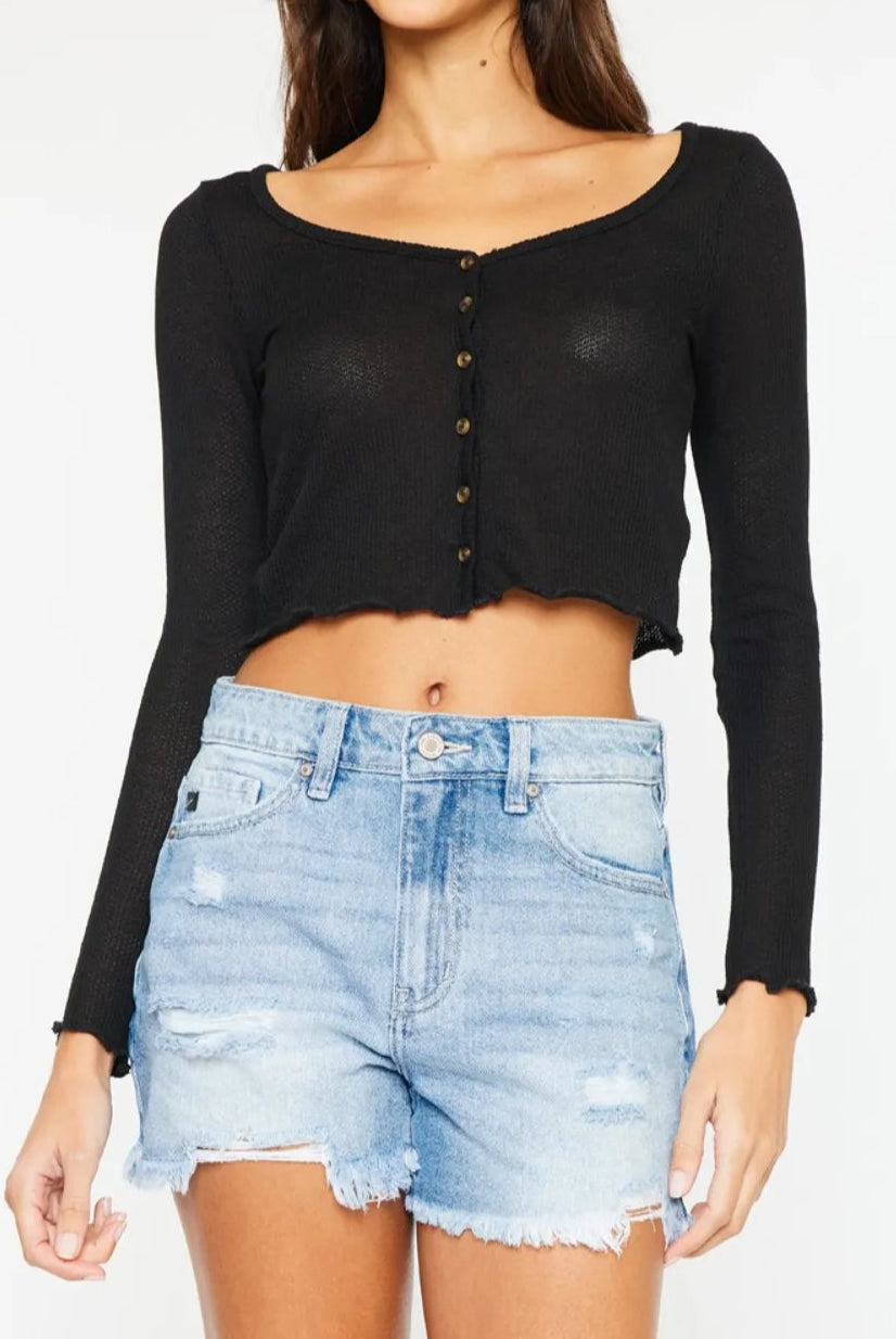 Kancan High Waist Frayed Denim Shorts-Denim-Krush Kandy, Women's Online Fashion Boutique Located in Phoenix, Arizona (Scottsdale Area)