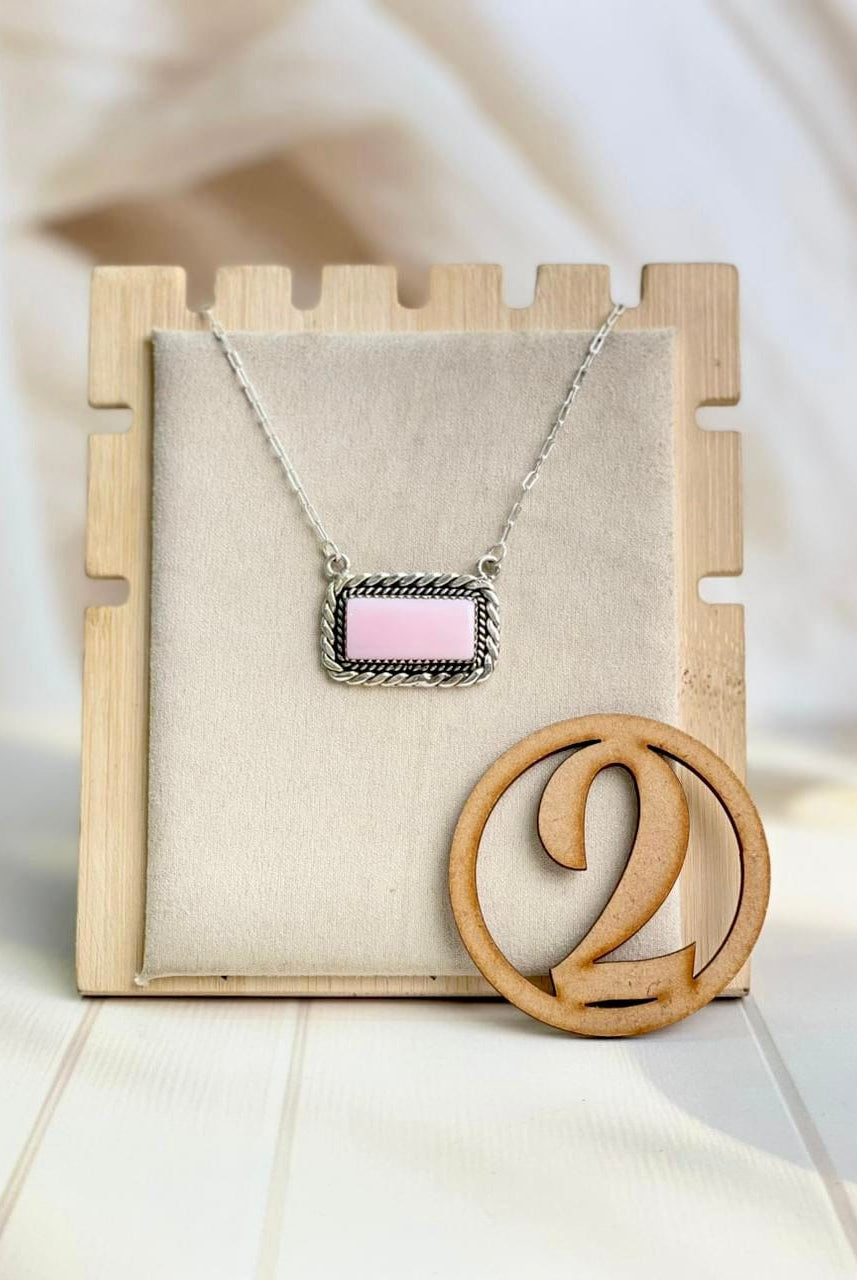 Pink Conch Small Bar Slabs Necklace-Necklaces-Krush Kandy, Women's Online Fashion Boutique Located in Phoenix, Arizona (Scottsdale Area)